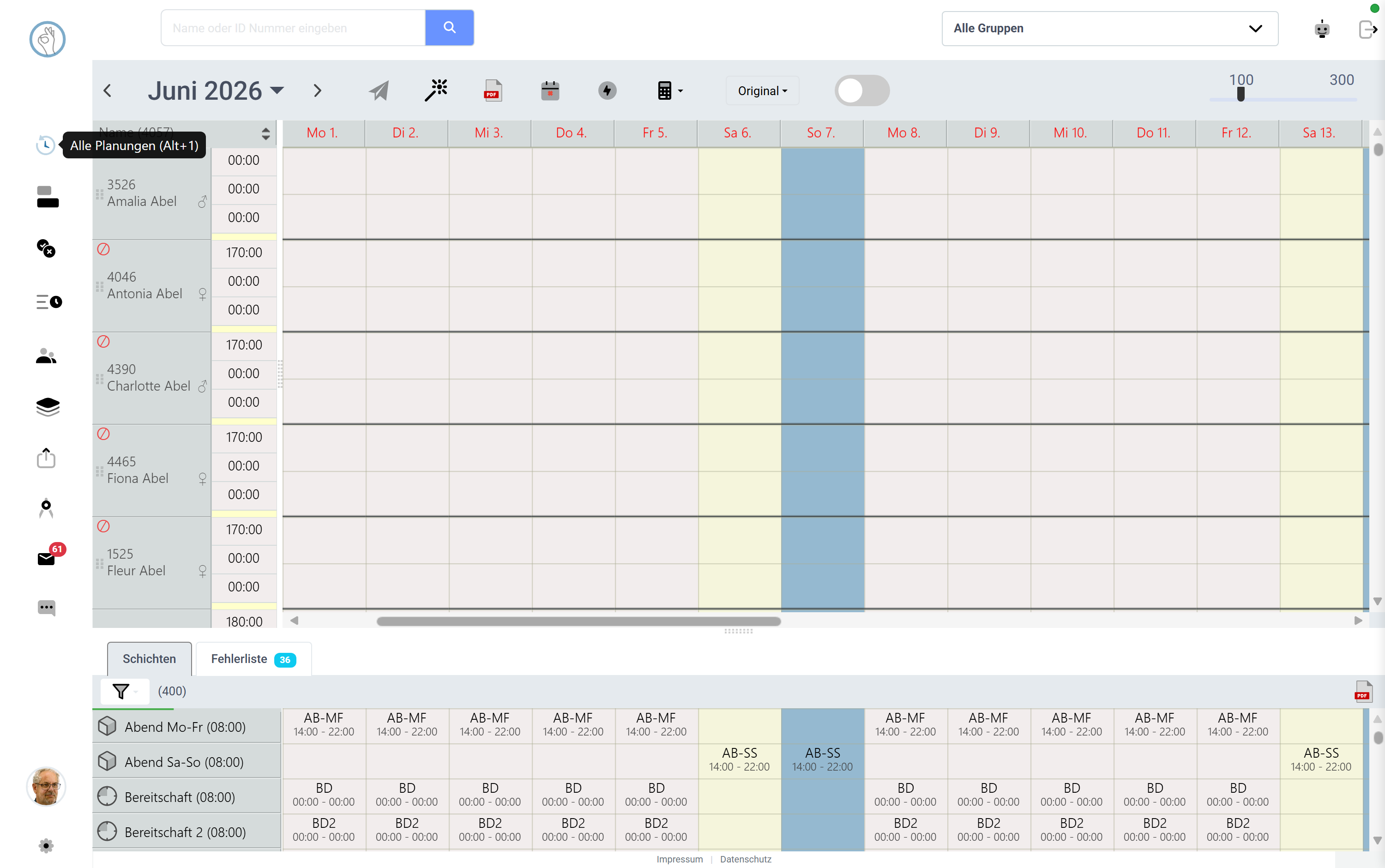 Klacks vagtplan-gitter