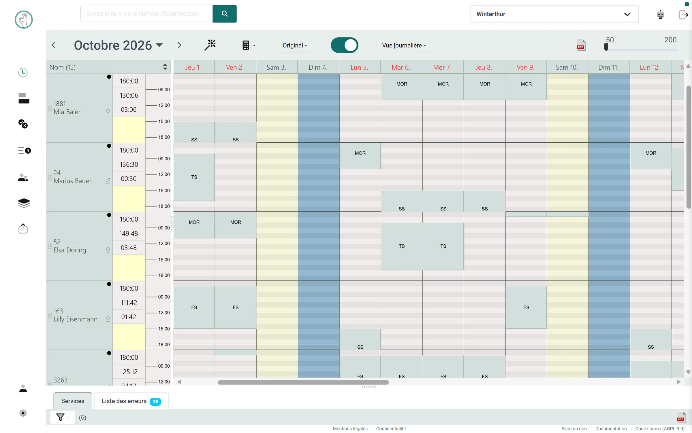 Chronologie de planification dans Klacks